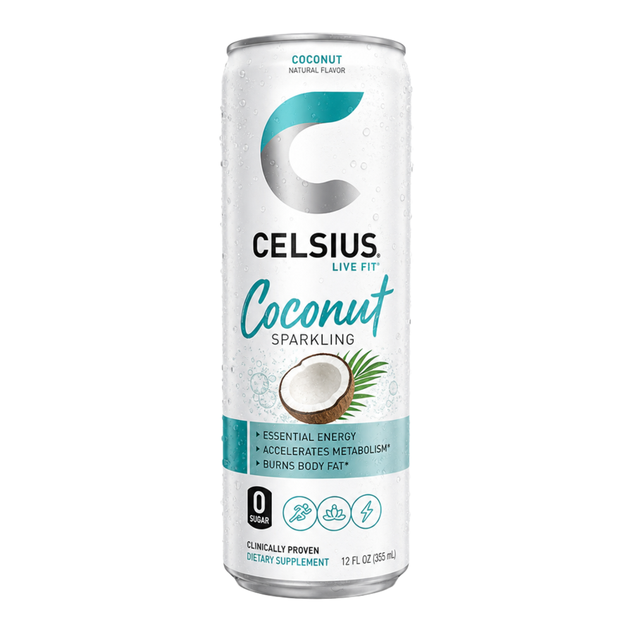 Celsius Coconut — available in Julian's Vending machines