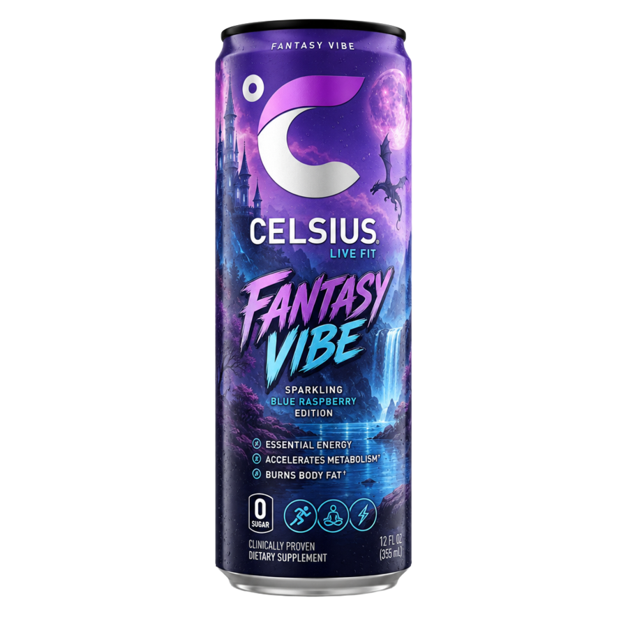 Celsius Fantasy Vibe — available in Julian's Vending machines