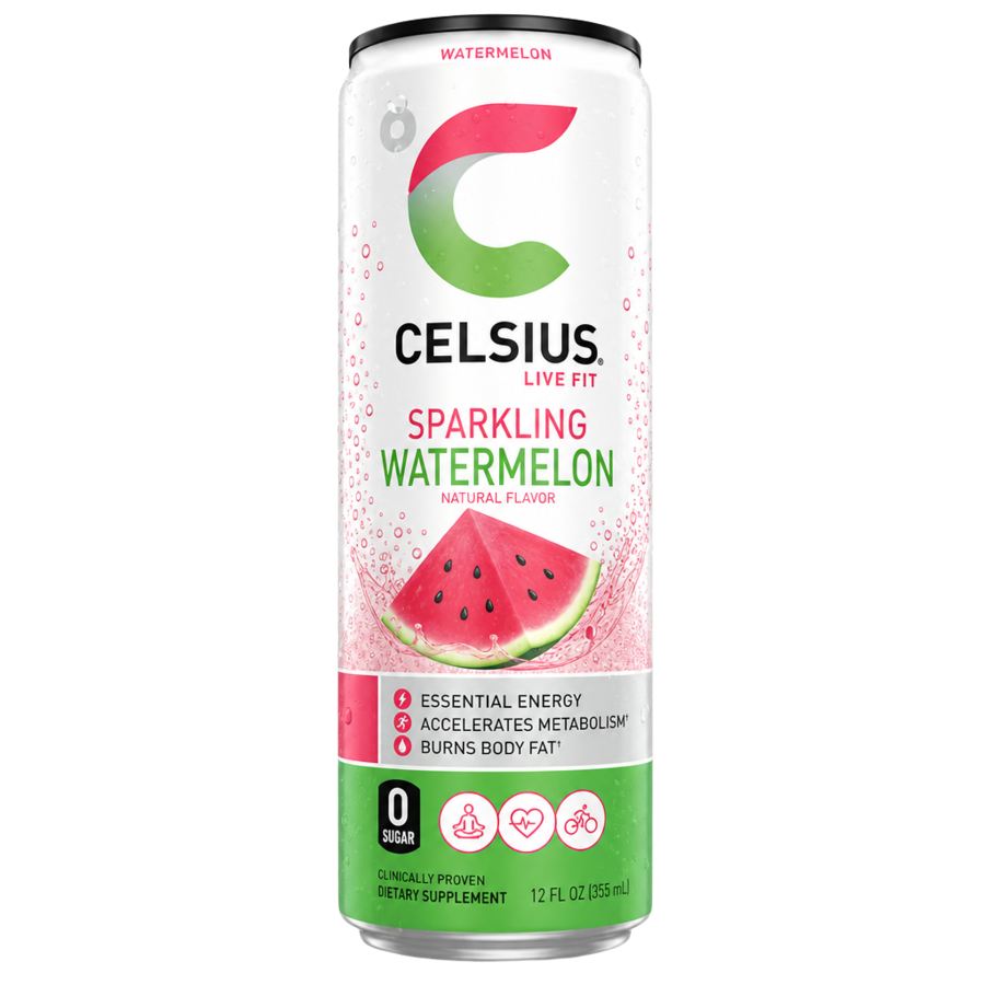 Celsius Sparkling Watermelon — available in Julian's Vending machines