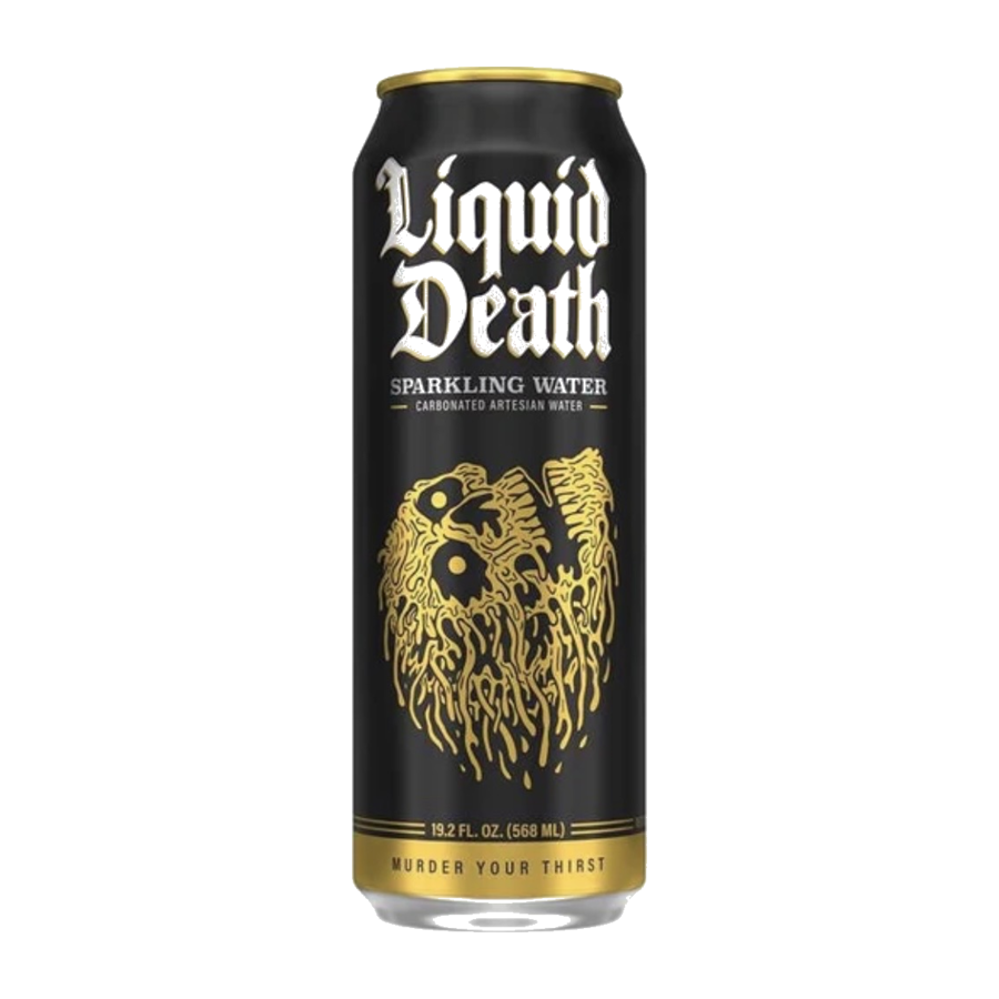 Liquid Death Sparkling Water — available in Julian's Vending machines